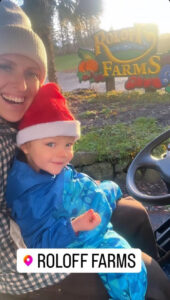 Audrey Roloff snapped selfies driving the tractor while Radley, 2, didn't have a seatbelt on