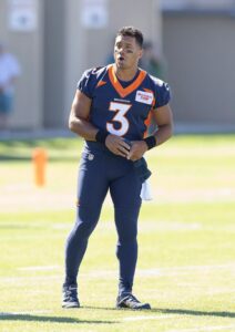 Russell Wilson at NFL Training Camp - Denver Broncos Training Camp on Saturday morning.