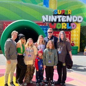 Tori Spelling with her family at Universal Studios