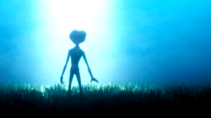 alien in field visiting earth