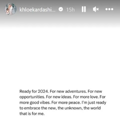 Khloe's message was about looking for 'more love, more good vides' in 2024