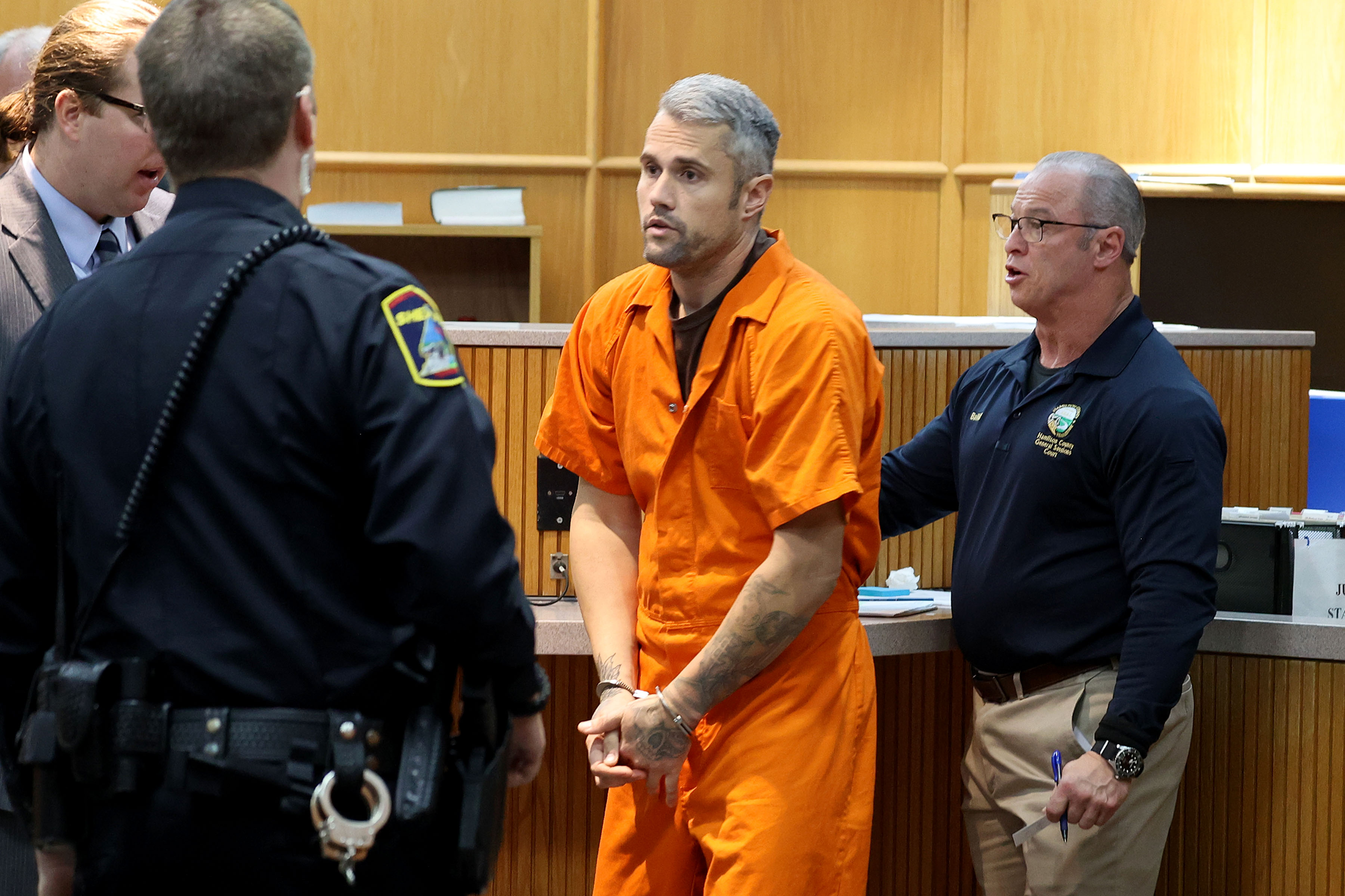 Ryan appears in court in Chattanooga, TN, .wearing an orange prison jumpsuit on December 8, 2023