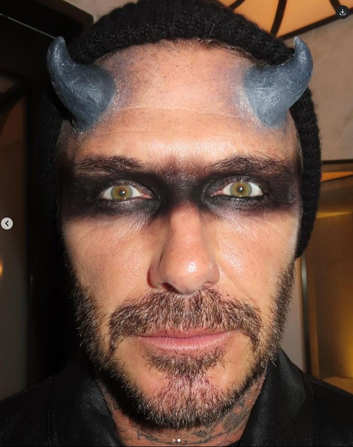 At the end of October Victoria posted this image of David sporting devils horns and  wrote 'HORNY on Halloween'