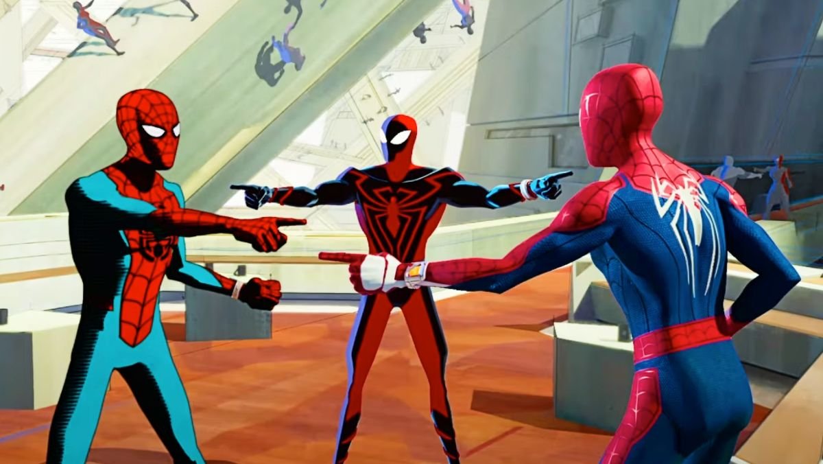 Spider-Man Across the Spider-Verse pointing meme, how many spider-man spider-people variants are in the movie