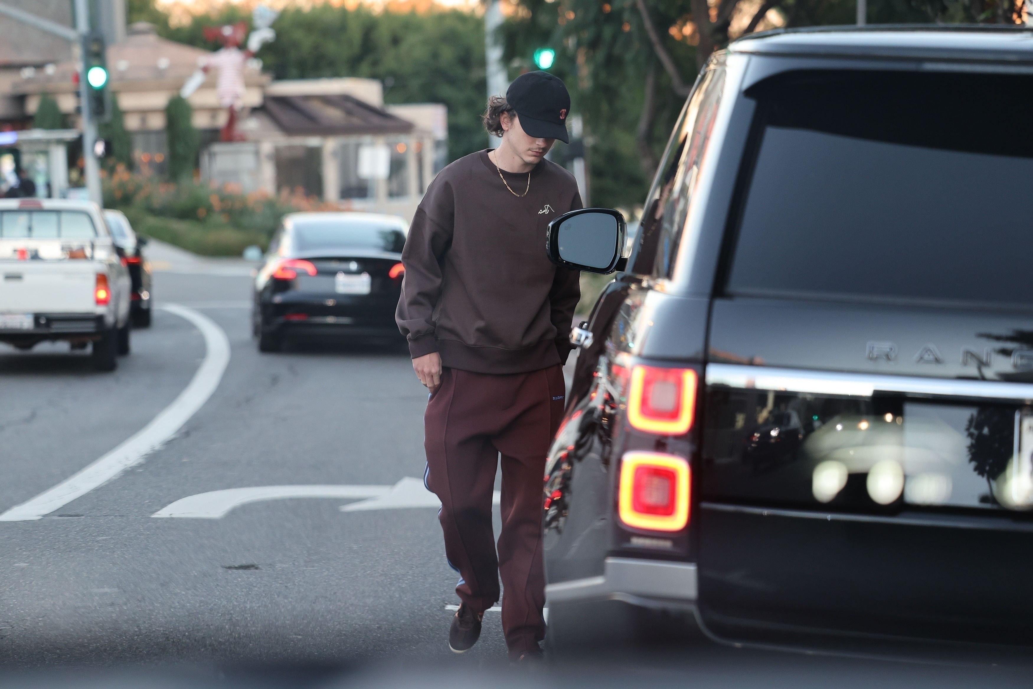 Timothee was spotted driving Kylie's Range Rover