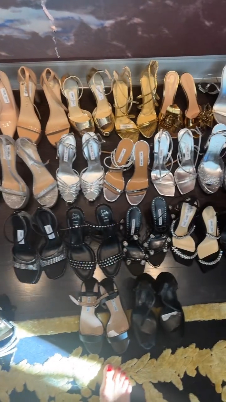 Heidi had tens of tens of designer shoes, organized in sections for ease