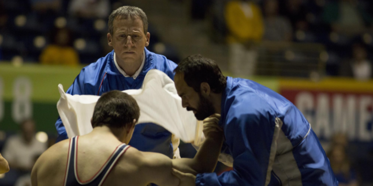 Steve Carell, Mark Ruffalo, and Channing Tatum in Foxcatcher (2014)
