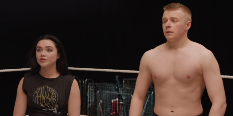 Jack Lowden and Florence Pugh in Fighting with My Family (2019)