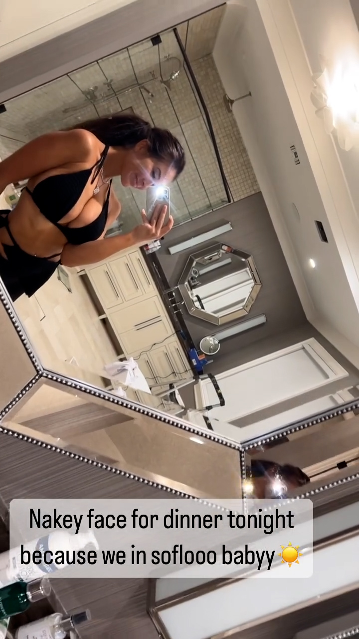 Rachel often teases fans with selfies, including in one and two-piece bikinis