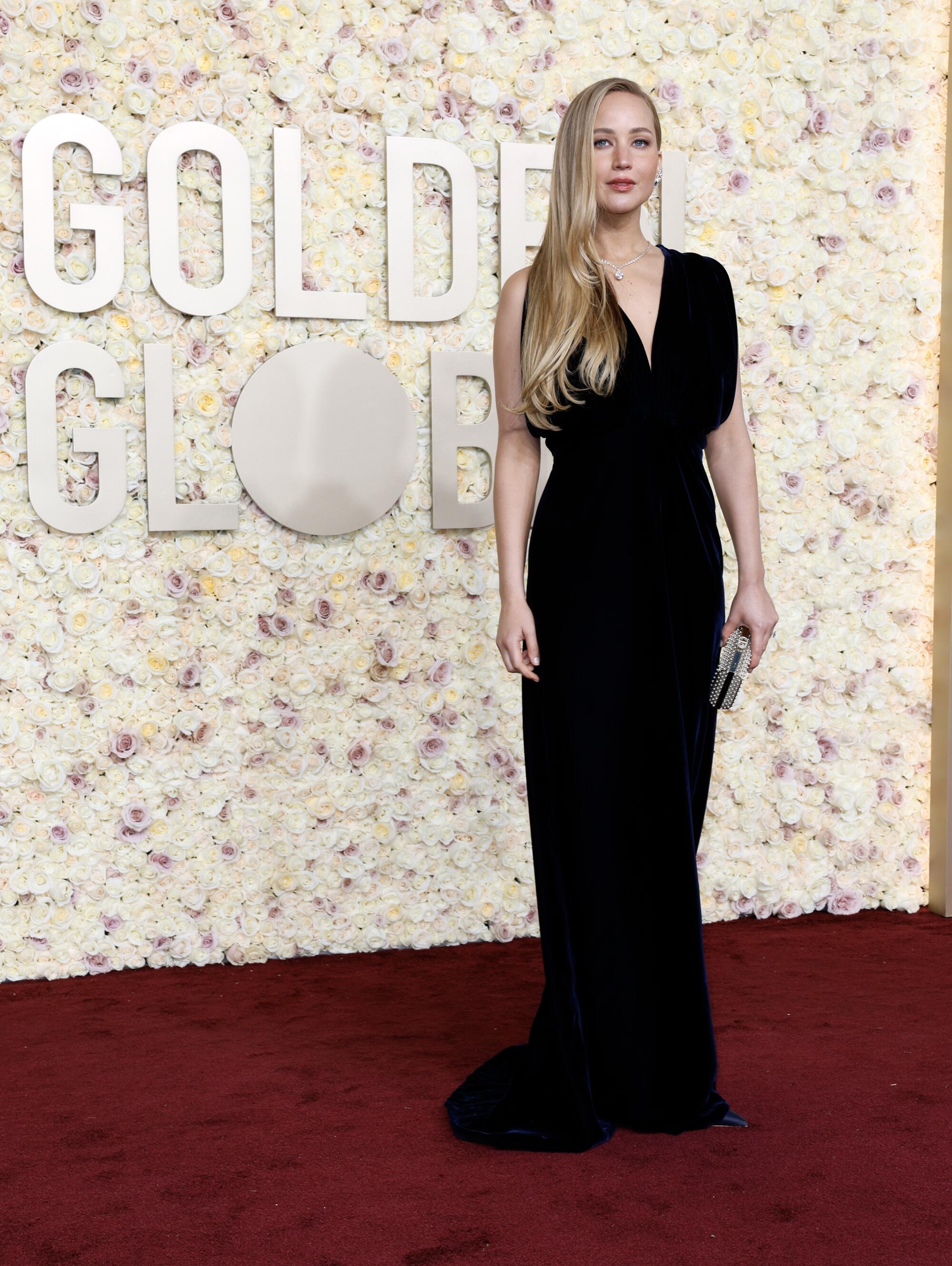 Jennifer Lawrence on the red carpet of the 81st Annual Golden Globe Awards held at the Beverly Hilton Hotel