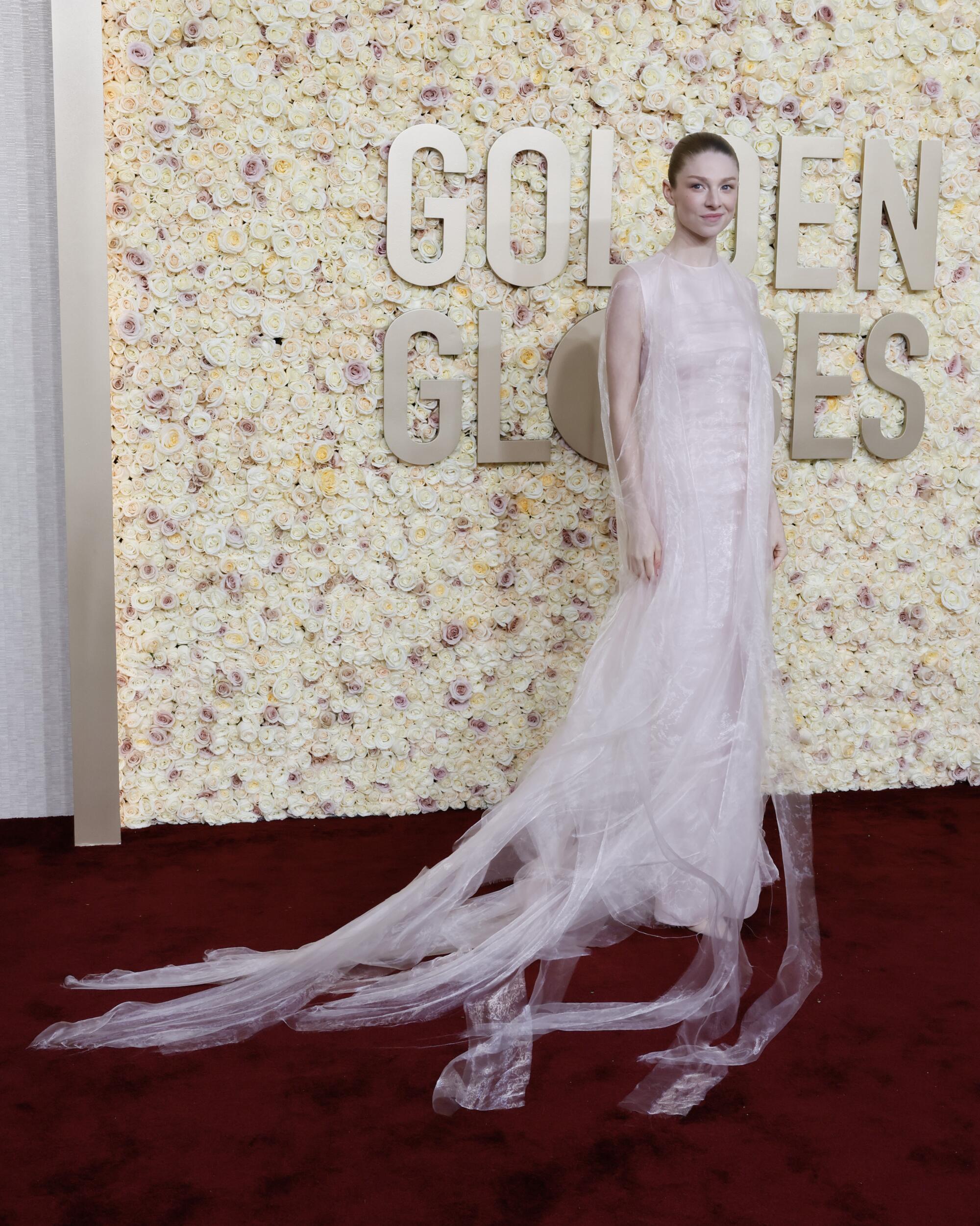 Hunter Schafer on the red carpet of the 81st Golden Globe Awards held at the Beverly Hilton