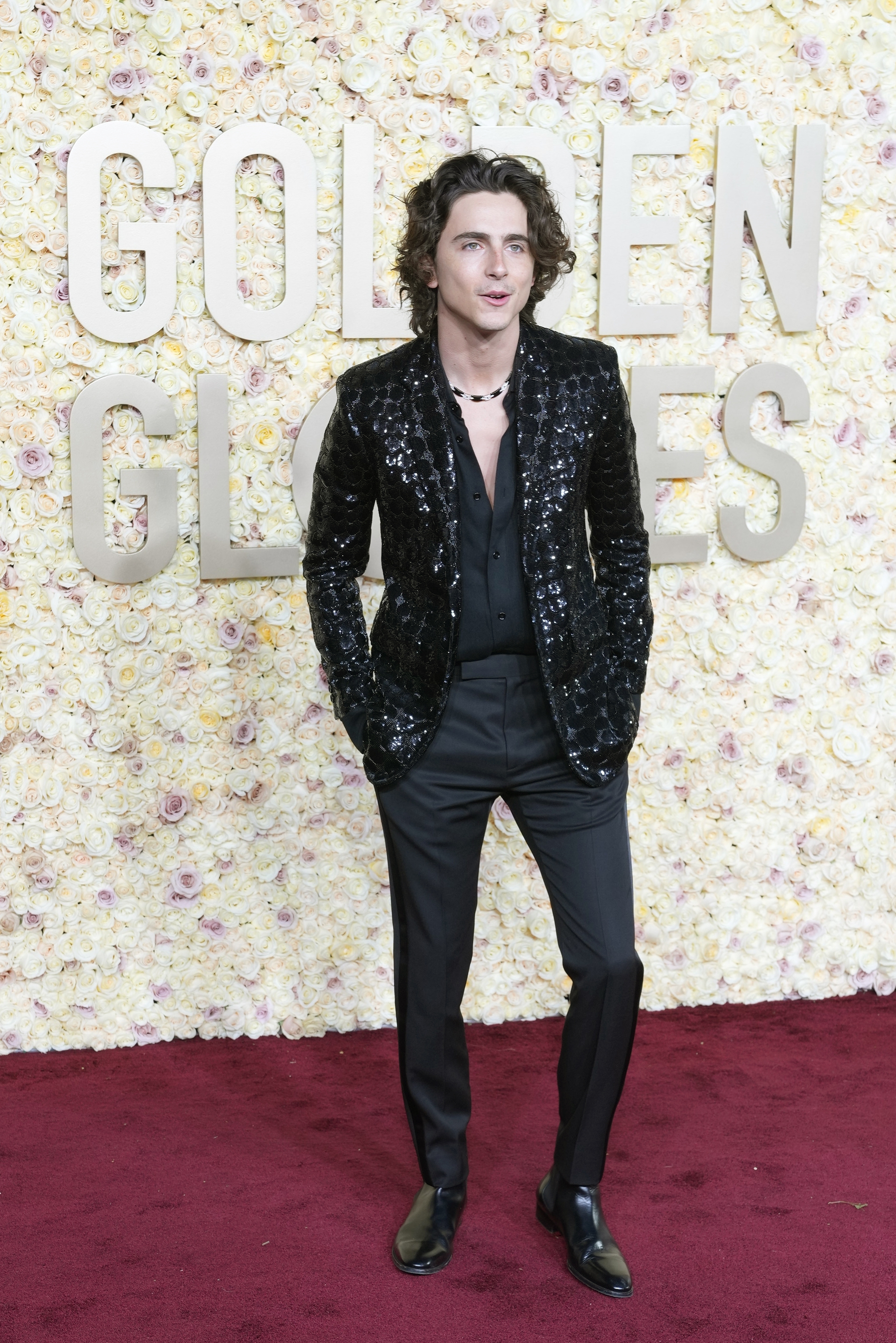 Timothee looked dapper in a sequin tux