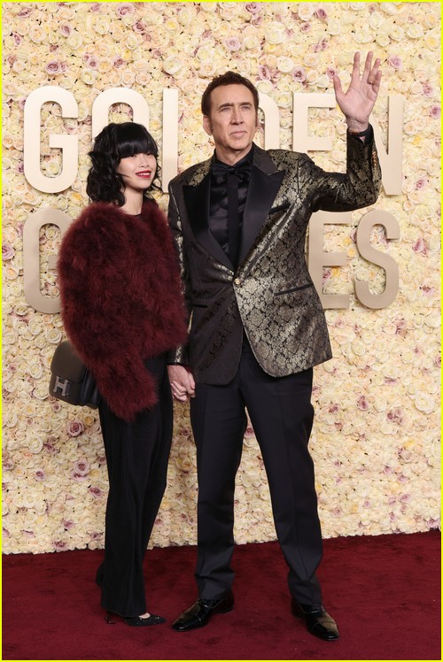 Dream Scenario’s Nicolas Cage with wife Riko Shibata at the Golden Globes 2024