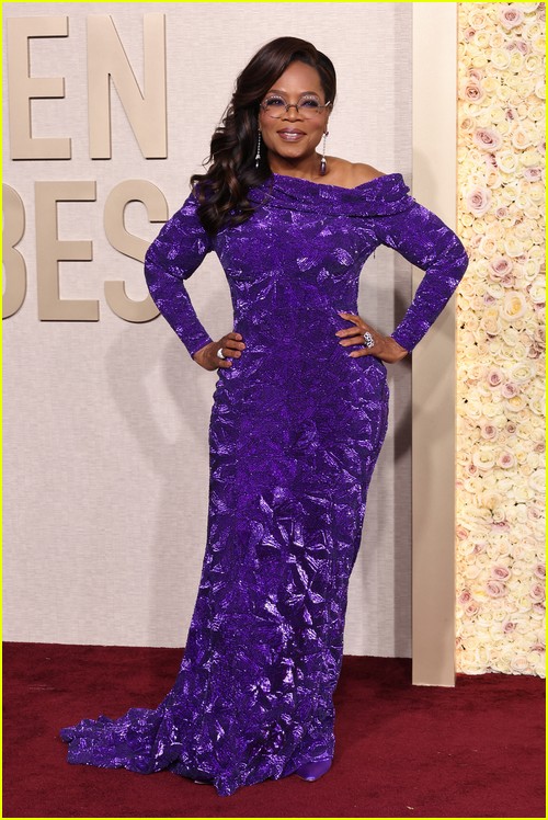 The Color Purple producer Oprah Winfrey at the Golden Globes 2024