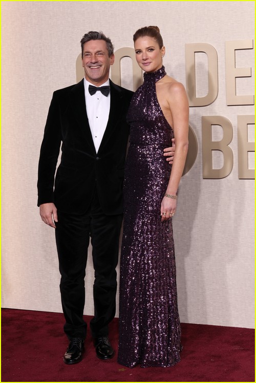 The Morning Show’s Jon Hamm and wife Anna Osceola at the Golden Globes 2024