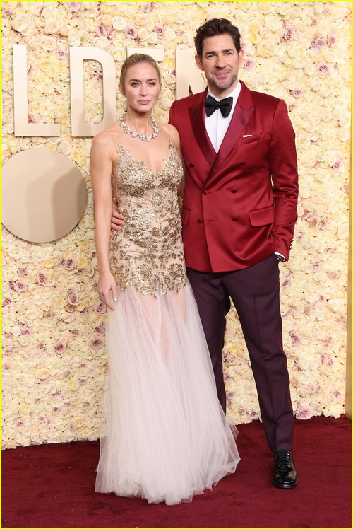 John Krasinski with wife Emily Blunt at the Golden Globes 2024