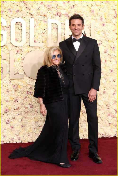 Maestro’s Bradley Cooper with his mom at the Golden Globes 2024