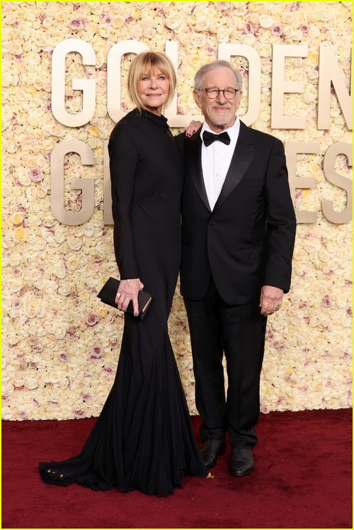 Steven Spielberg and wife Kate Capshaw at the Golden Globes 2024