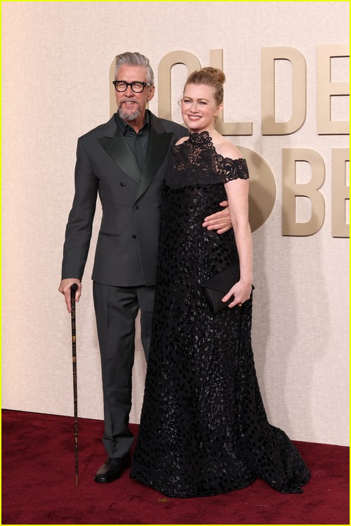 Succession’s Alan Ruck with wife Mirelle Enos at the Golden Globes 2024