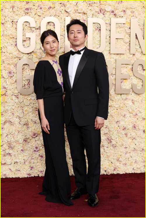 Beef’s Steven Yeun with wife Joana Pak at the Golden Globes 2024