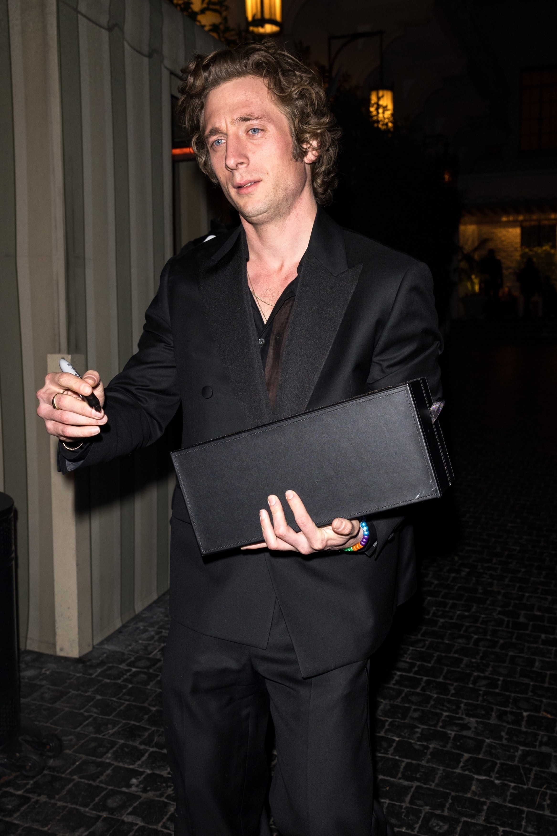 Jeremy Allen White looked seemingly frazzled after the wild party