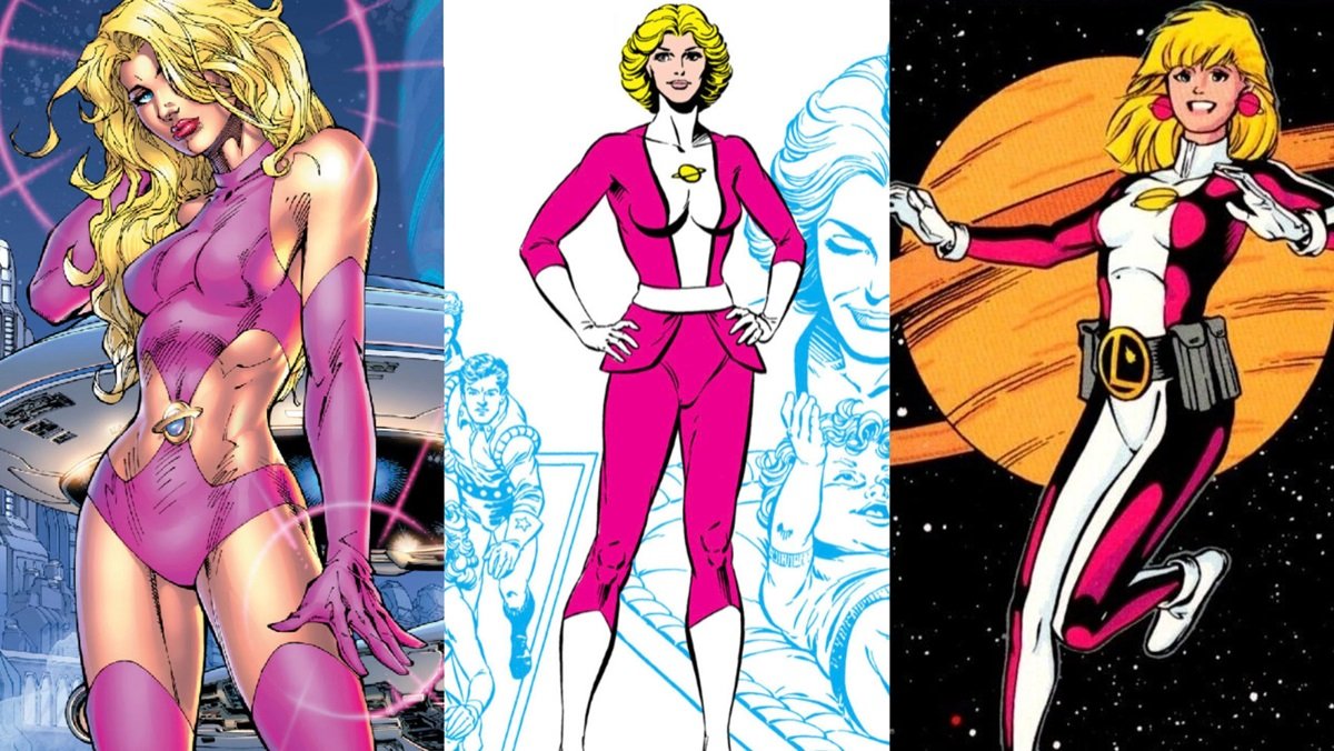The telepathic heroine of DC Comics' Legion of Super-Heroes, Saturn Girl. 