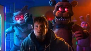 Josh Hutcherson is stalked by possessed animatronics in Five Nights at Freddy's.