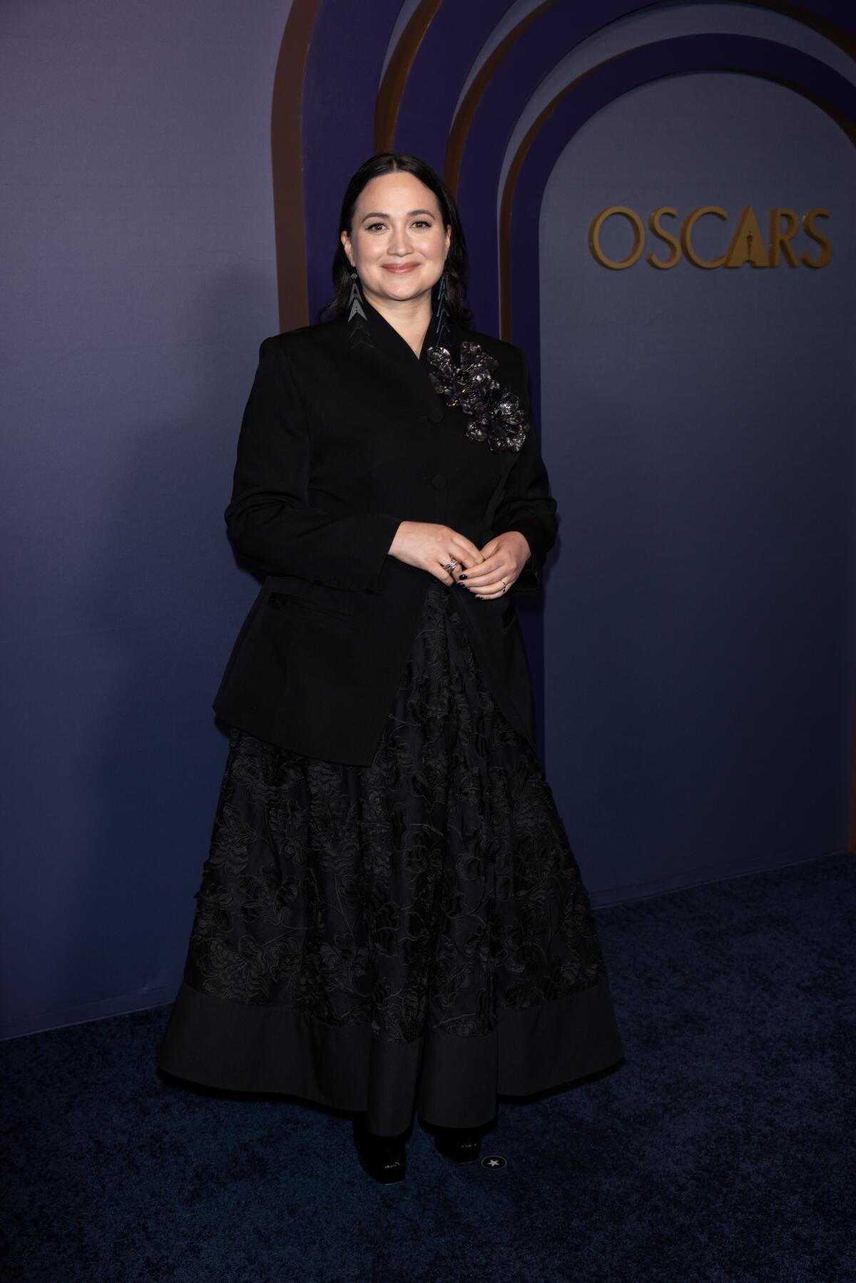 "Killers of the Flower Moon" actor Lily Gladstone was among the Oscar contenders in attendance at the Governors Awards.