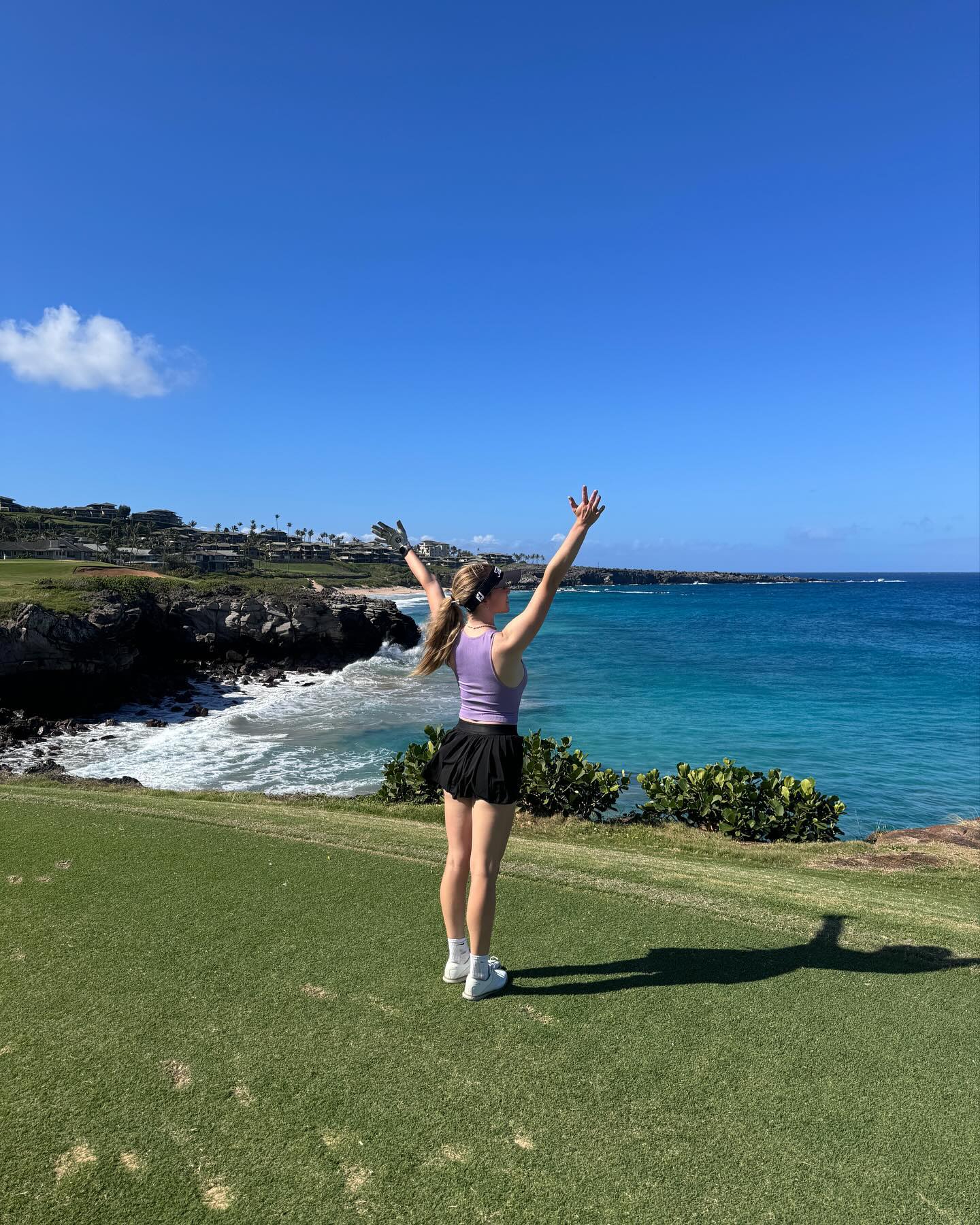 The 20-year-old was seen playing on a Hawaii golf course and showed off her skills in the sport