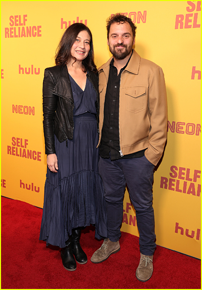 Jake Johnson and wife Erin Payne at the Self Reliance premiere