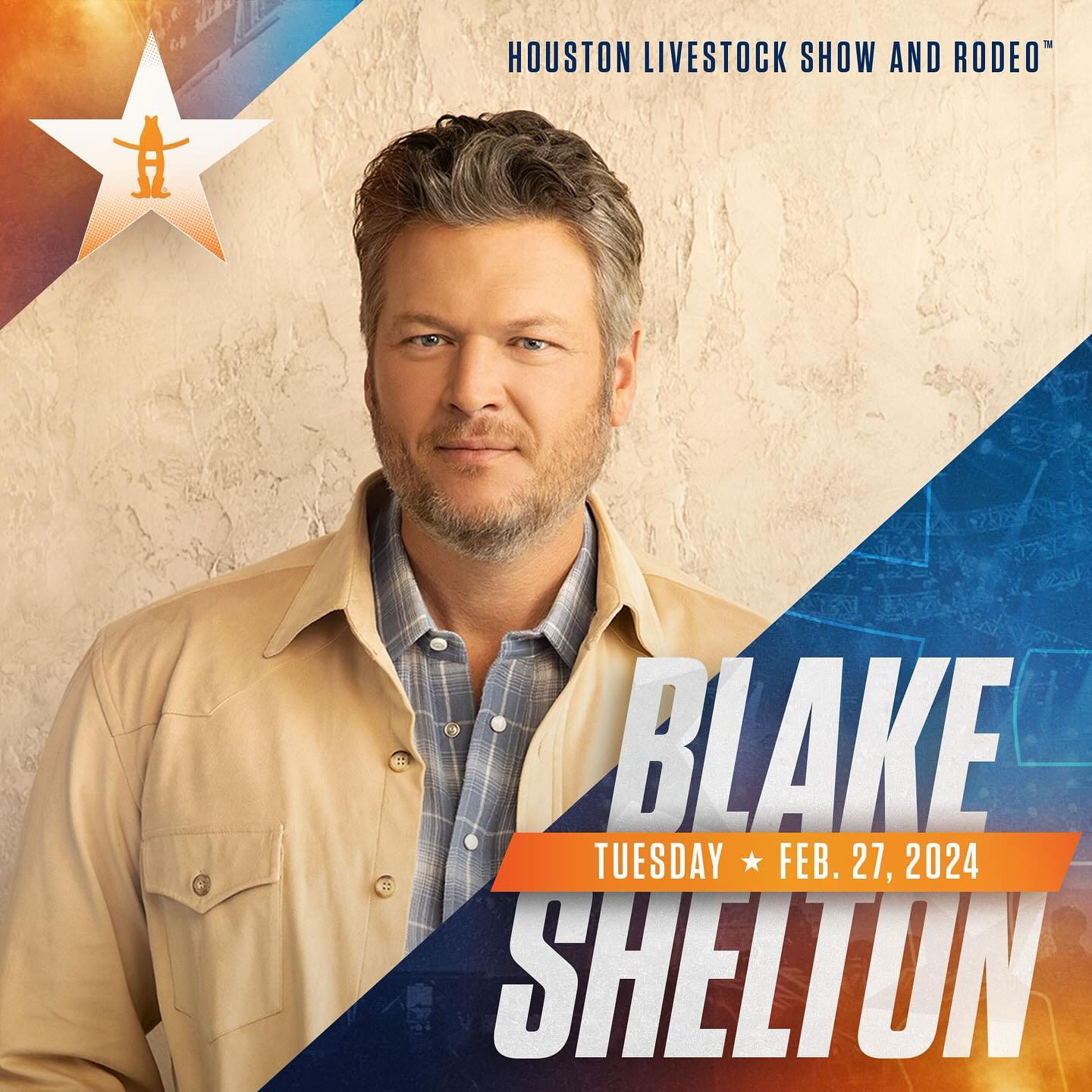Blake recently promoted the rodeo show that he would be performing at in Houston, Texas, next month