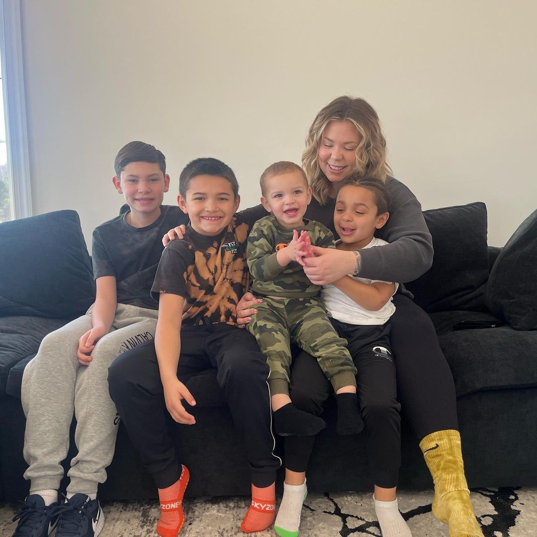 Kailyn pictured with four of her children