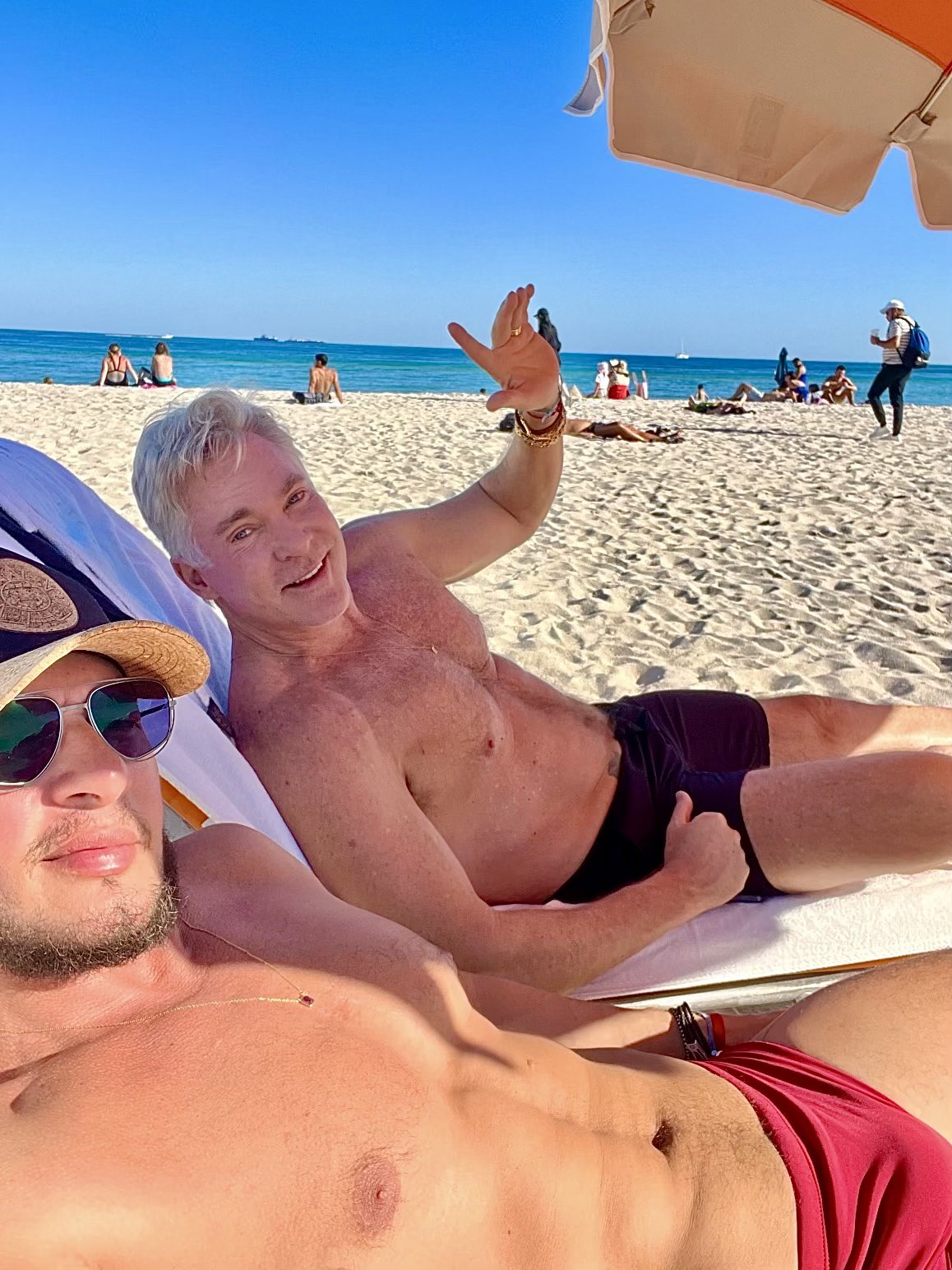 Earlier this month, he shared another beach selfie, that time from Brazil