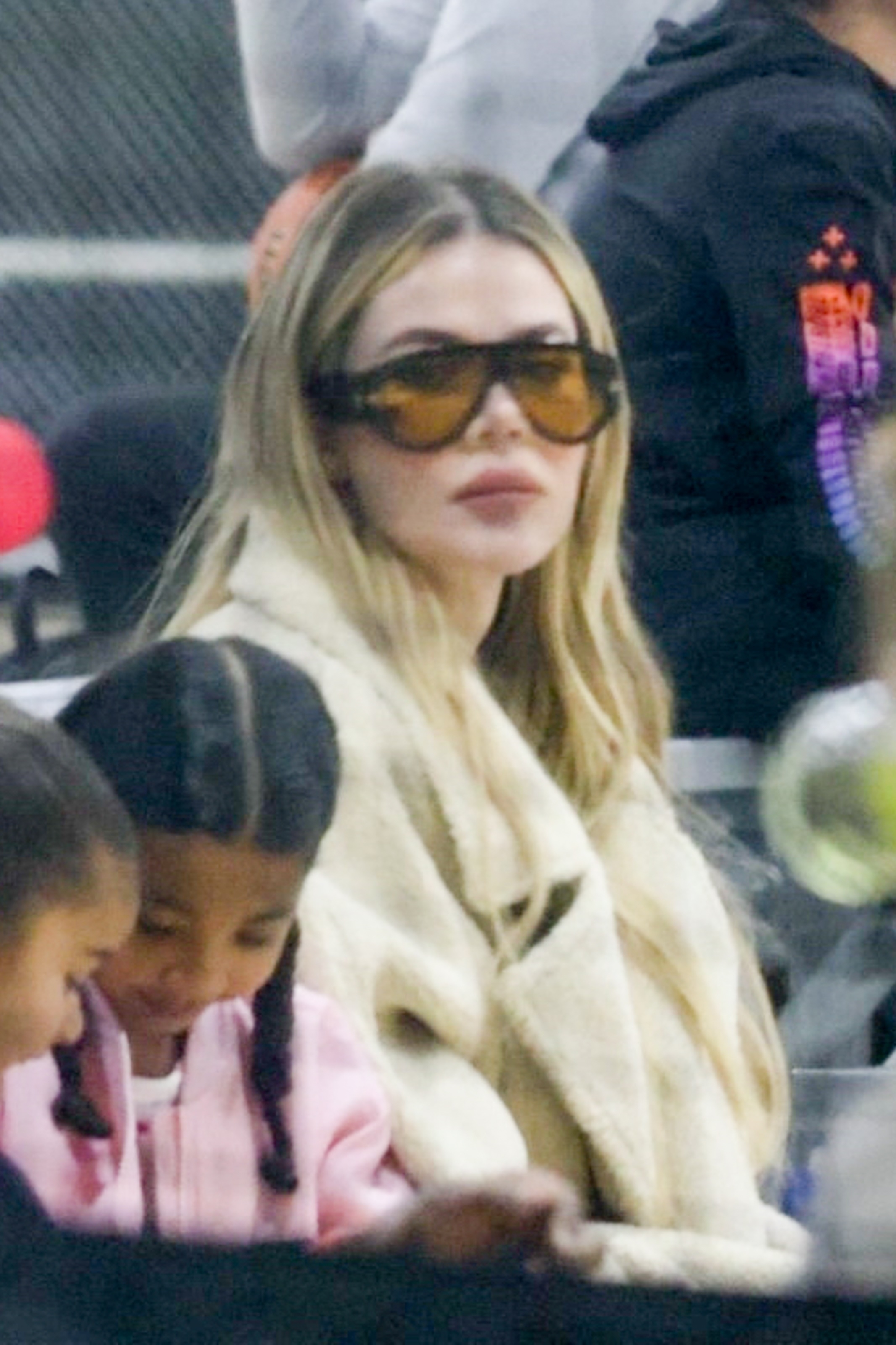 Khloe sat with the daughters she shares with Tristan Thompson