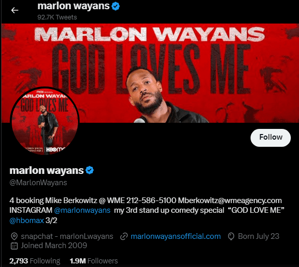  Marlon Wayans Twitter Account