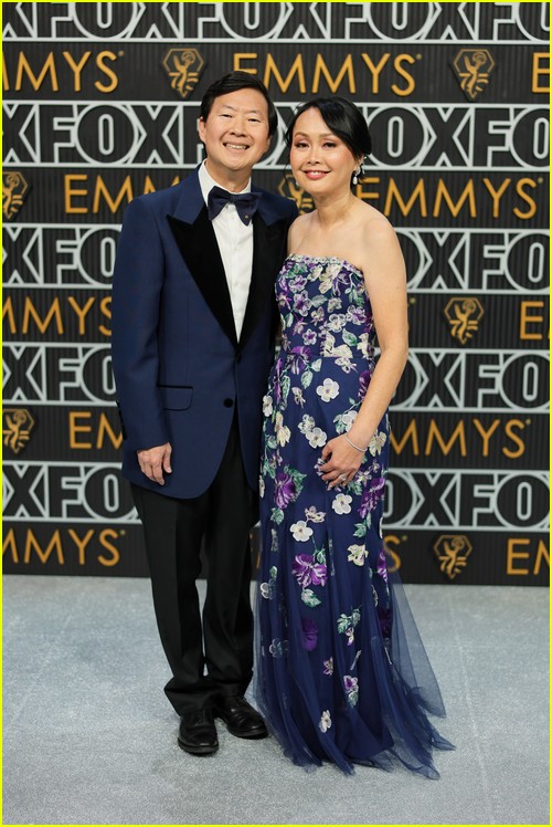 Ken Jeong and wife Tran at the Emmy Awards