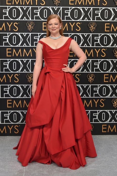 Sarah Snook arrives at the 75th Primetime Emmy Awards on Monday, Jan. 15, 2024, at the Peacock Theatre in Los Angeles. (Photo by Richard Shotwell/Invision/AP)