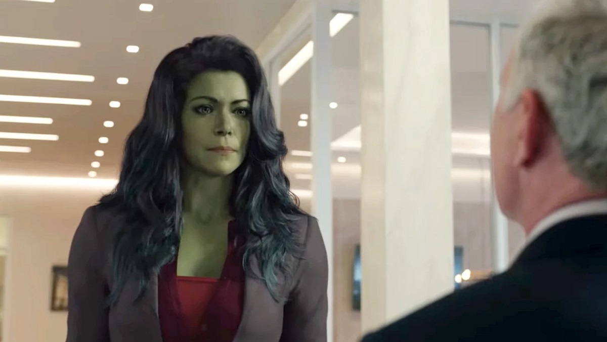 Jen Walters arrives at her new law firm in epsidoe two of She-Hulk.