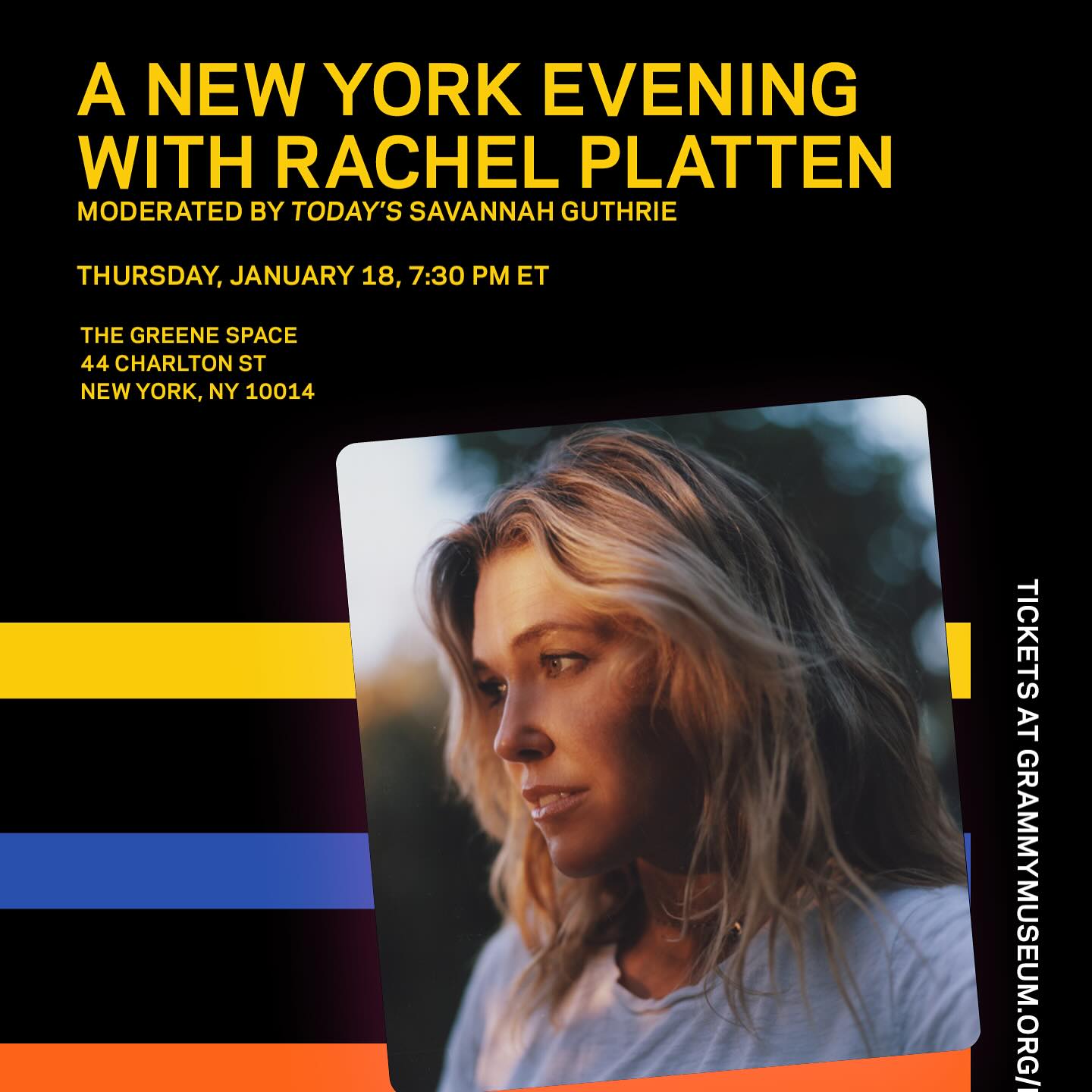 Savannah will be moderating A New York Evening With Rachel Platten tomorrow at 7:30 p.m.