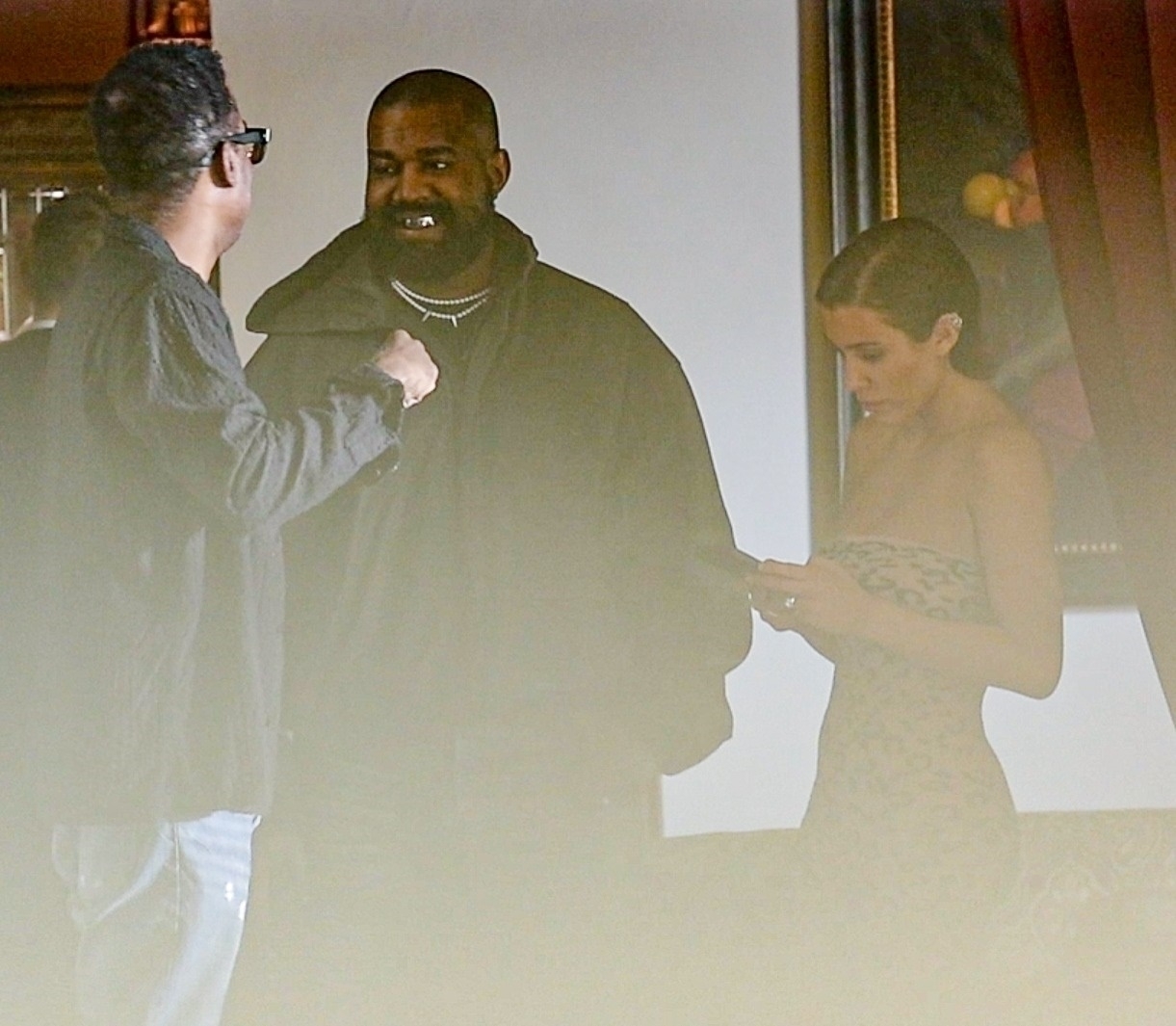 Kanye was with his wife, Bianca, and comedian Chris Rock