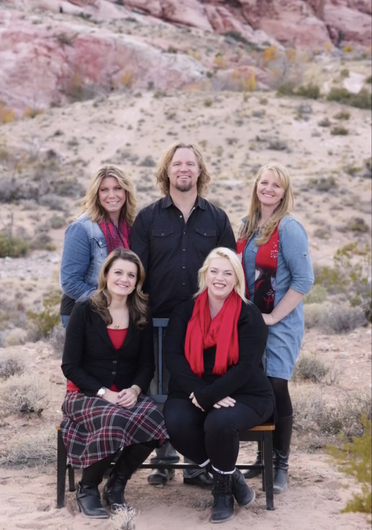 Kody Brown pictured with his four wives during happier times on the set of Sister Wives