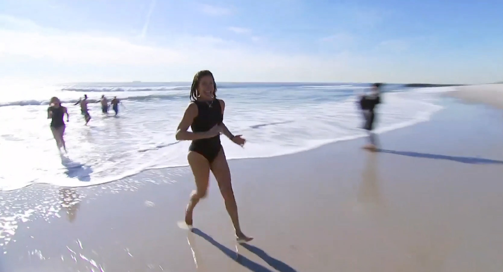 Last year, Hoda and Jenna wore tiny black swimsuits again when they did the Polar Bear Plunge