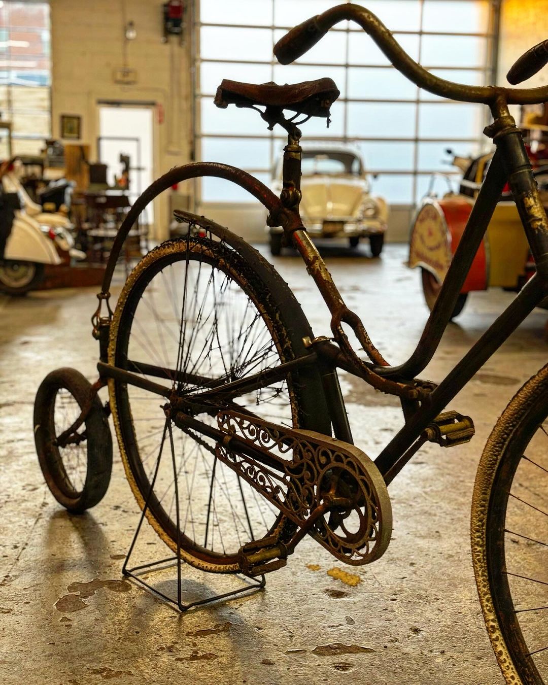 The three-wheel 1898 Rex Bicycle was placed inside Mike's store in Tennessee