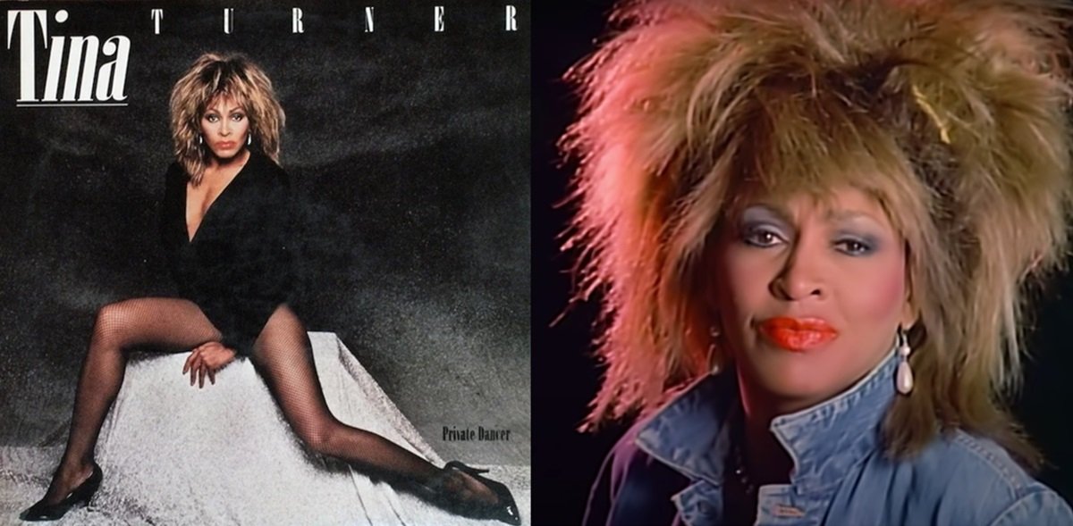 The cover for Tina Turner's album Private Dancer, and her performance in the What's Love Got to Do With It music video.