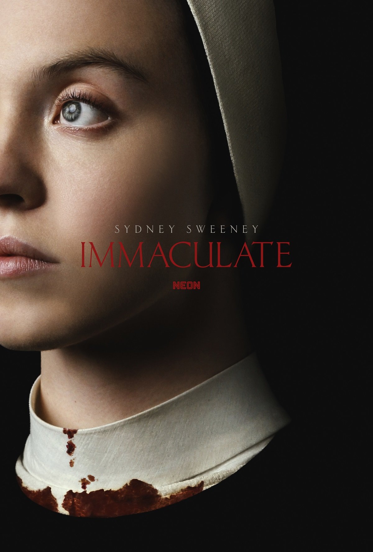 The poster for NEON Films' religious thriller Immaculate. 