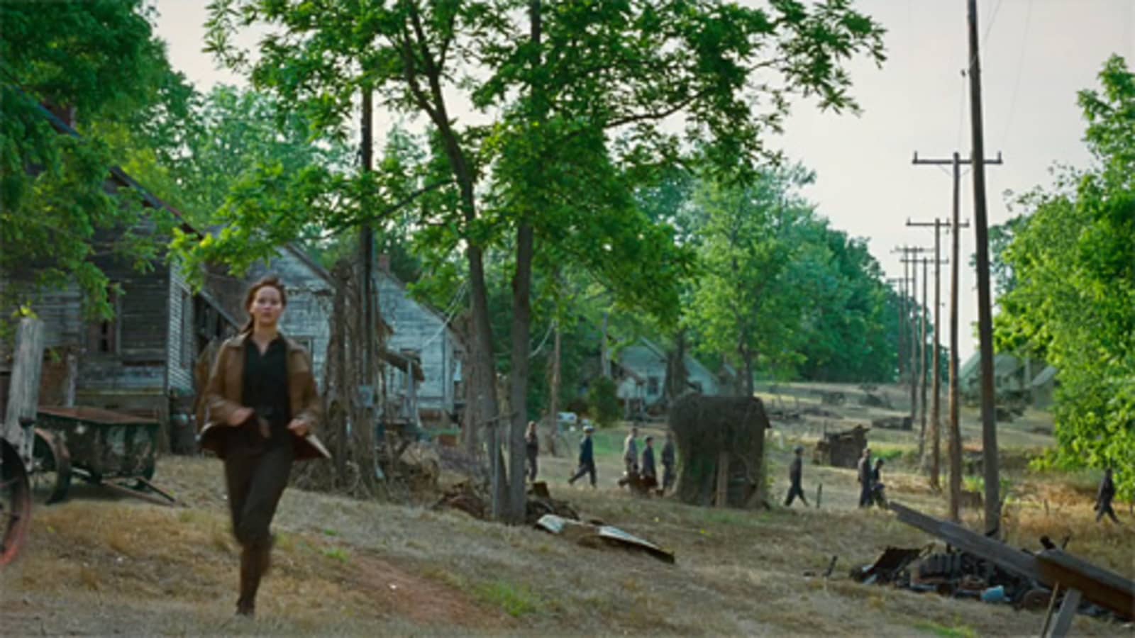 Jennifer Lawrence in a scene shot in the village