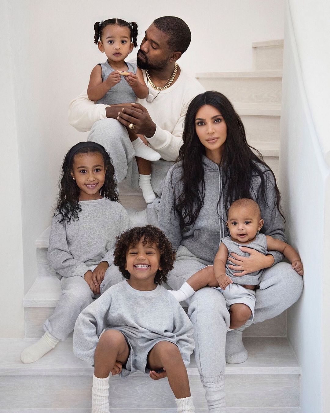 Kim Kardashian and Kanye posed with their four children for Christmas 2019