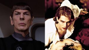 Leonard Nimoy as Spock in 1979's Star Trek: The Motion Picture (L) and Tom Cruise as the Vampire Lestat in 1994's Interview with the Vampire (R)