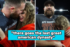 37 Perfectly Wholesome Reactions And Jokes About Taylor Swift And Travis Kelce's Adorable Embrace After The AFC Championship