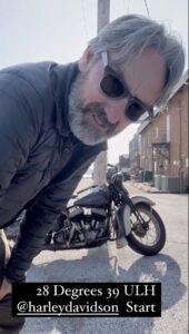 Mike Wolfe shared a video of himself jumpstarting a Harley-Davidson